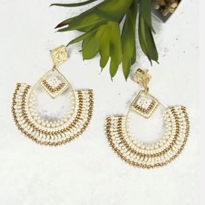 Ivory Seed Bead Hoop Earrings